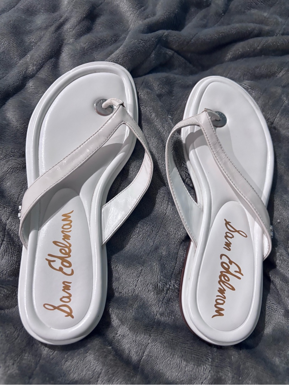 Sam Edelman White Leather Thong Sandals